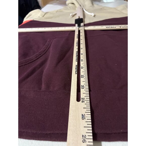 Old Navy Sweatshirt Mens Hoodie Colorblock Large Burgundy Cream - Picture 5 of 7